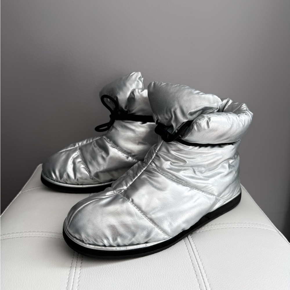 Zara Silver Quilted Ankle Boots